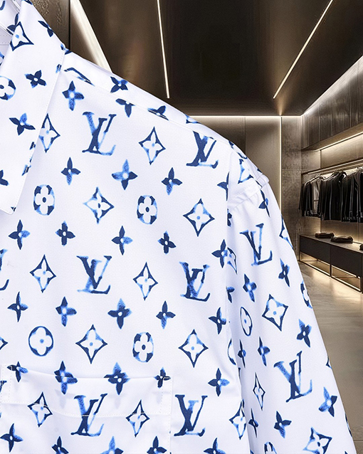 ルイヴィトン LV グラデーションモノグラムプリントの長袖シャツ