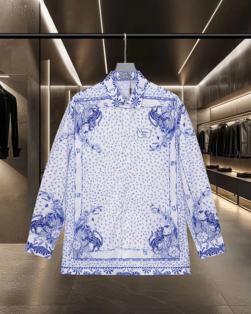 ディオール Christian Dior Couture 動物と花のロゴデジタルプリント長袖シャツ