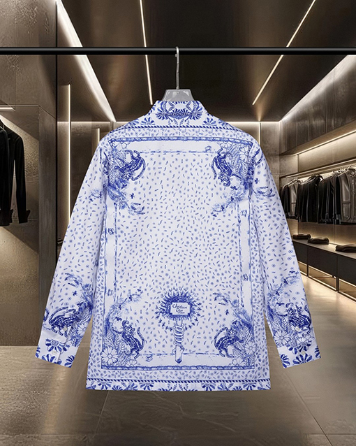 ディオール Christian Dior Couture 動物と花のロゴデジタルプリント長袖シャツ