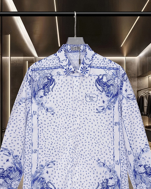 ディオール Christian Dior Couture 動物と花のロゴデジタルプリント長袖シャツ