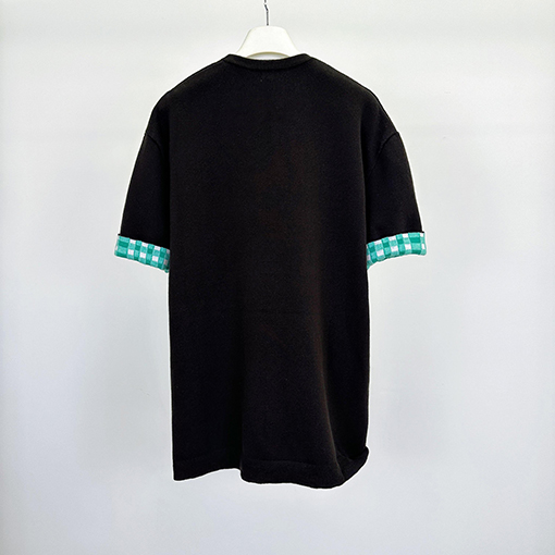 ロエベ 両面ジャカードチェック柄ニット半袖Tシャツ
