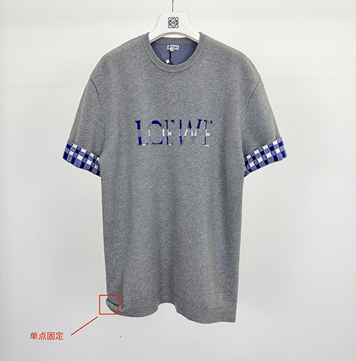 ロエベ 両面ジャカードチェック柄ニット半袖Tシャツ