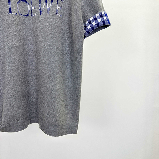 ロエベ 両面ジャカードチェック柄ニット半袖Tシャツ