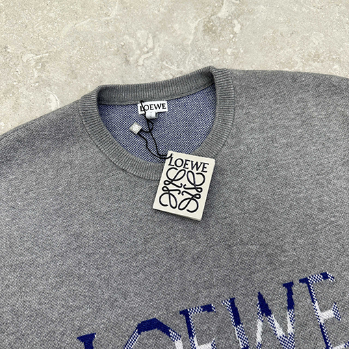 ロエベ 両面ジャカードチェック柄ニット半袖Tシャツ
