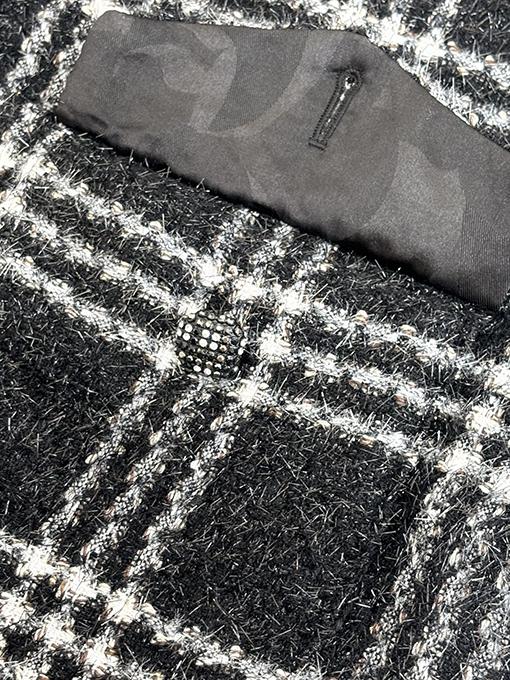 シャネル ウールチェックシングルブレストジャケット