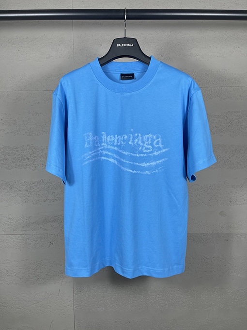 バレンシアガ レディースウェーブフラワープリントダイレクトインジェクションウォッシュ半袖Tシャツ