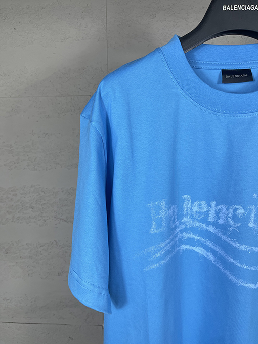 バレンシアガ レディースウェーブフラワープリントダイレクトインジェクションウォッシュ半袖Tシャツ