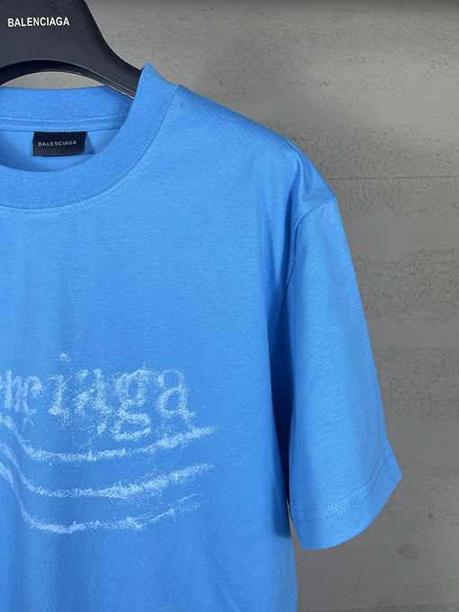 バレンシアガ レディースウェーブフラワープリントダイレクトインジェクションウォッシュ半袖Tシャツ