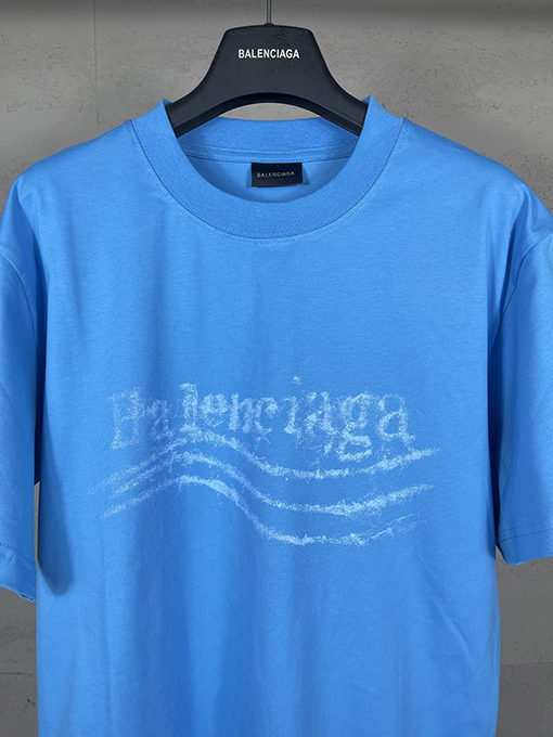 バレンシアガ レディースウェーブフラワープリントダイレクトインジェクションウォッシュ半袖Tシャツ