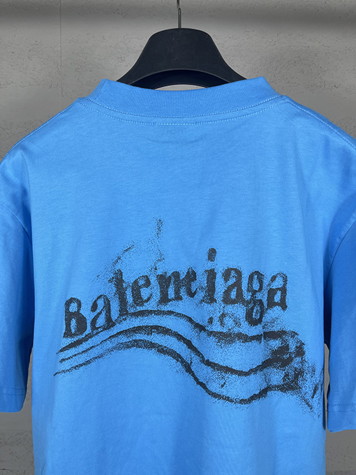 バレンシアガ レディースウェーブフラワープリントダイレクトインジェクションウォッシュ半袖Tシャツ