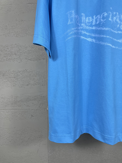 バレンシアガ レディースウェーブフラワープリントダイレクトインジェクションウォッシュ半袖Tシャツ