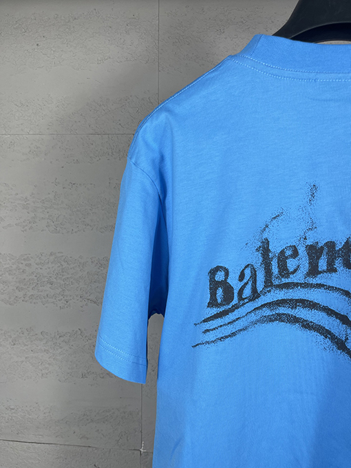 バレンシアガ レディースウェーブフラワープリントダイレクトインジェクションウォッシュ半袖Tシャツ