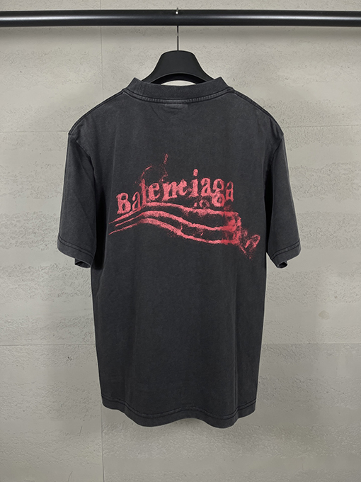 バレンシアガ レディースウェーブフラワープリントダイレクトインジェクションウォッシュ半袖Tシャツ