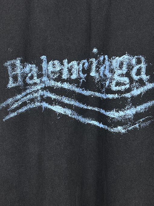 バレンシアガ レディースウェーブフラワープリントダイレクトインジェクションウォッシュ半袖Tシャツ