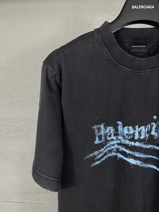バレンシアガ レディースウェーブフラワープリントダイレクトインジェクションウォッシュ半袖Tシャツ