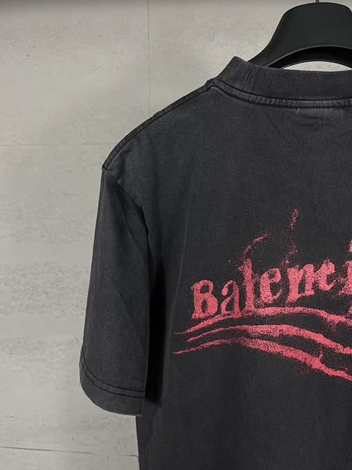 バレンシアガ レディースウェーブフラワープリントダイレクトインジェクションウォッシュ半袖Tシャツ