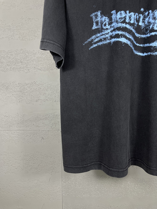バレンシアガ レディースウェーブフラワープリントダイレクトインジェクションウォッシュ半袖Tシャツ