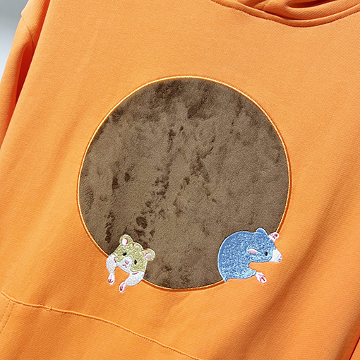 ロエベ 新しい漫画の月のベルベットパッチ刺繍フード付きスパーカー