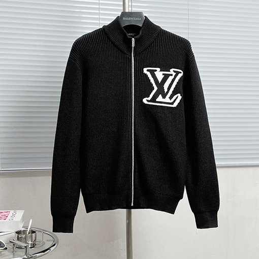 ルイヴィトンコピー LV ロゴジャカードタートルネックジップアップセーター