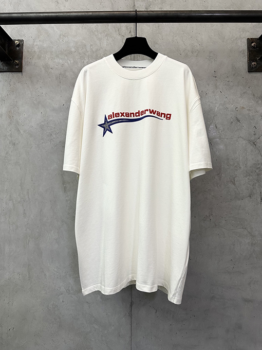 アレキサンダーワン Alexander wang 星柄ラインストーンラウンドネック半袖Tシャツ