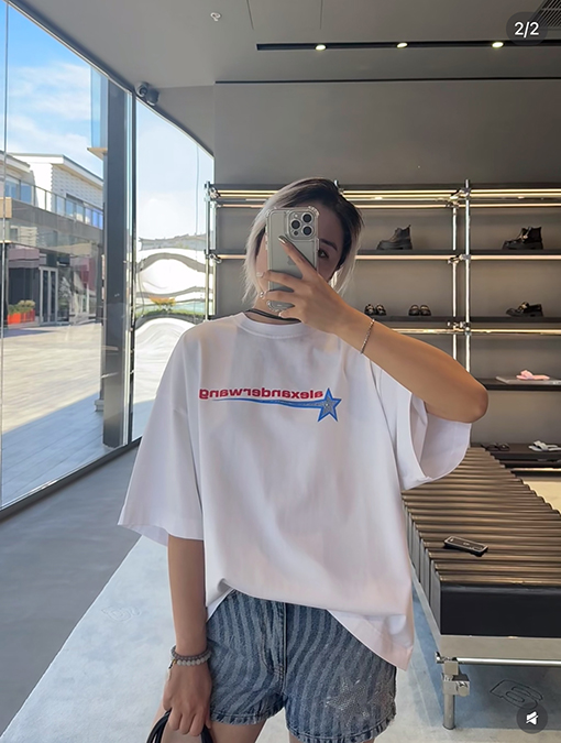 アレキサンダーワン Alexander wang 星柄ラインストーンラウンドネック半袖Tシャツ
