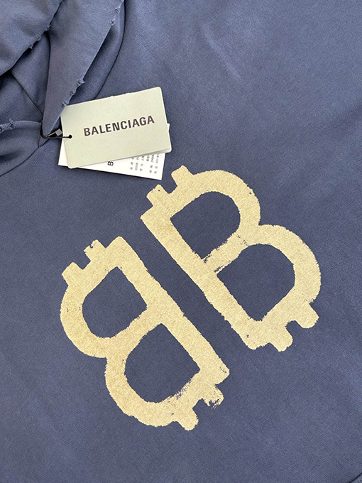 バレンシアガ 新しいビットコイン ダブルBプリント リップドパーカー