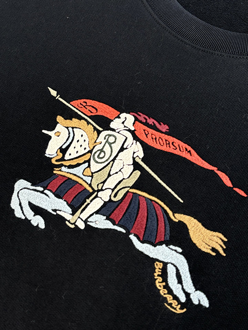 バーバリー 新しいカラフルな騎馬騎士の軍馬刺繍クルーネックスパーカー