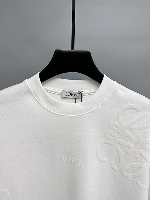 ロエベスーパーコピー 新しい重工業フロッキングロゴ半袖Tシャツ