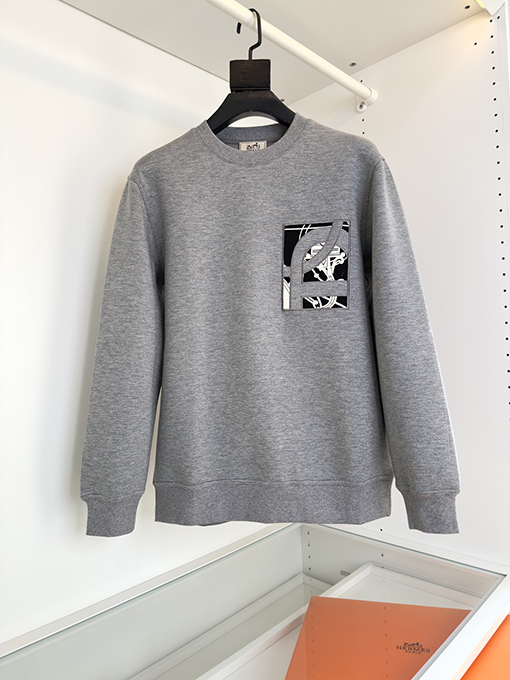エルメス 新しいブックシール刺繍ラウンドネックスウェットシャツジャケット