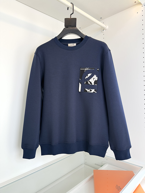 エルメス 新しいブックシール刺繍ラウンドネックスウェットシャツジャケット