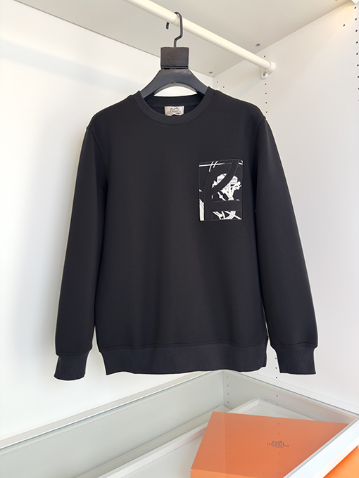 エルメス 新しいブックシール刺繍ラウンドネックスウェットシャツジャケット