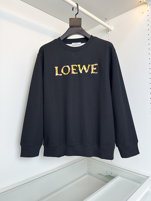 ロエベ ロゴレタリングのカラフルな刺繍のラウンドネックスウェットシャツジャケット
