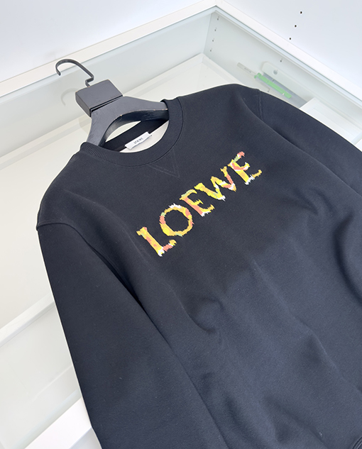 ロエベ ロゴレタリングのカラフルな刺繍のラウンドネックスウェットシャツジャケット