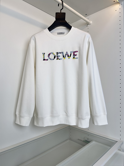 ロエベ ロゴレタリングのカラフルな刺繍のラウンドネックスウェットシャツジャケット