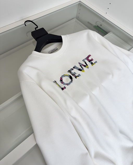 ロエベ ロゴレタリングのカラフルな刺繍のラウンドネックスウェットシャツジャケット