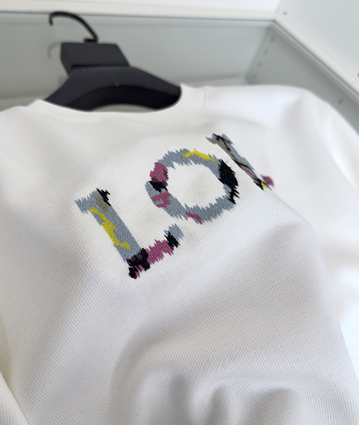 ロエベ ロゴレタリングのカラフルな刺繍のラウンドネックスウェットシャツジャケット