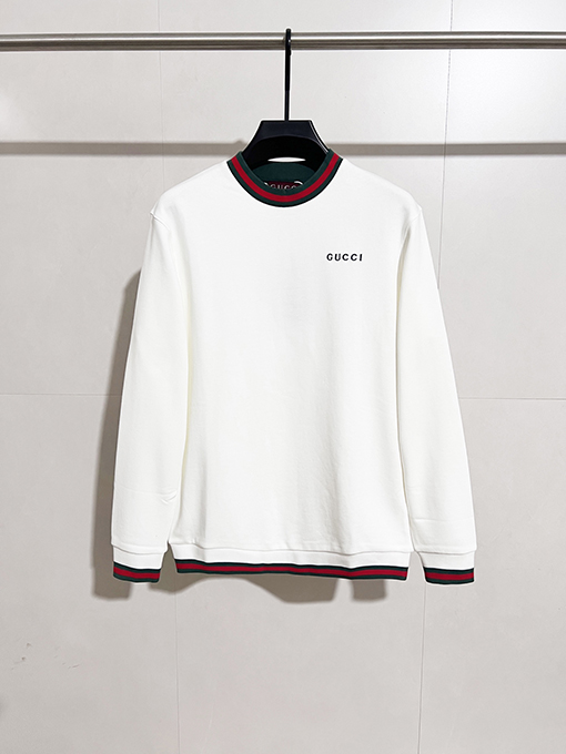 グッチスーパーコピー Gucci 赤と緑のストライプの文字刺繍クルーネックスパーカー