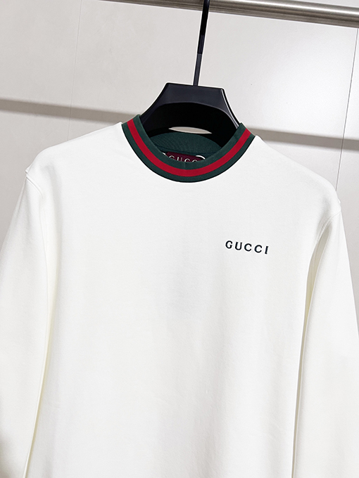 グッチスーパーコピー Gucci 赤と緑のストライプの文字刺繍クルーネックスパーカー