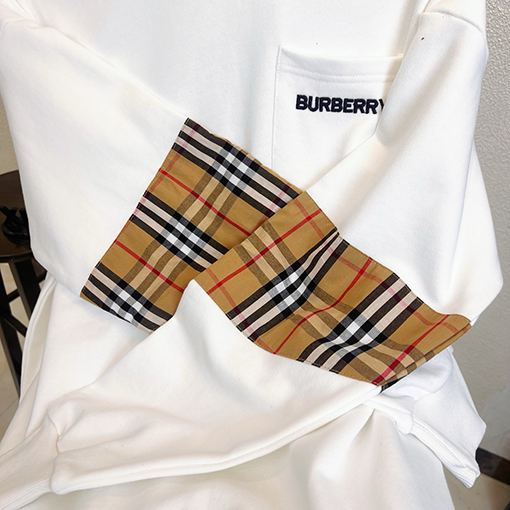 バーバリー BURBERRY 新しい刺繍ポケットチェックステッチラウンドネックスパーカー
