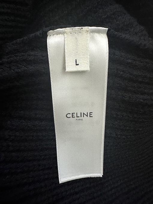 セリーヌ CELINE レザーパッチ刺繍ウールパーカー