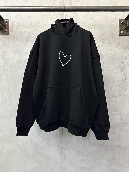 バレンシアガ Balenciaga ウォッシュダメージハート型フード付きスパーカー
