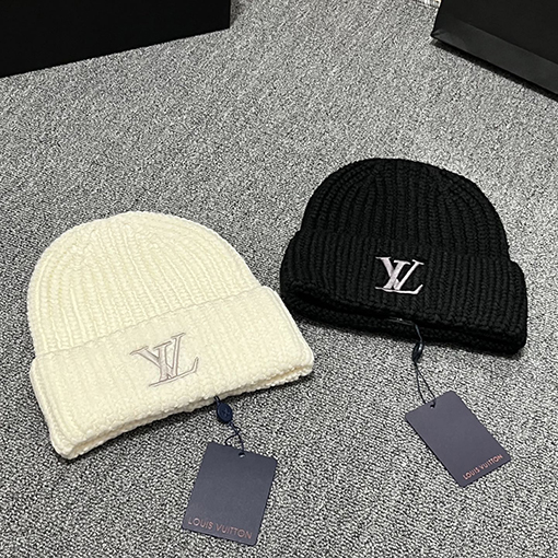 ルイヴィトンコピー LV クラシックロゴ刺繍ニット帽