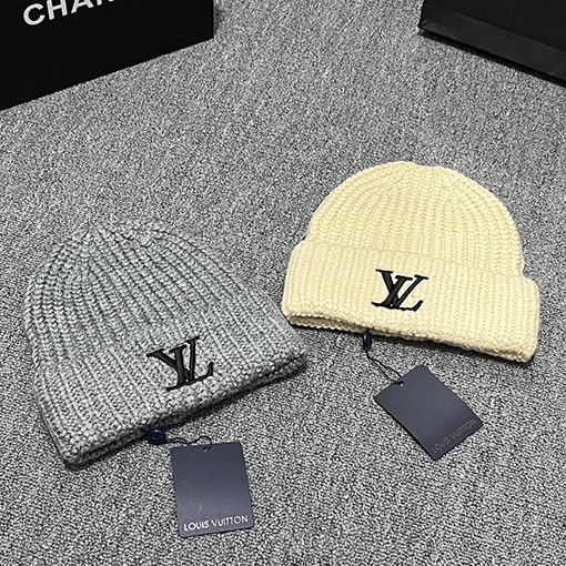 ルイヴィトンコピー LV クラシックロゴ刺繍ニット帽