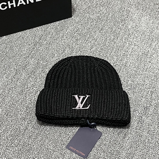 ルイヴィトンコピー LV クラシックロゴ刺繍ニット帽