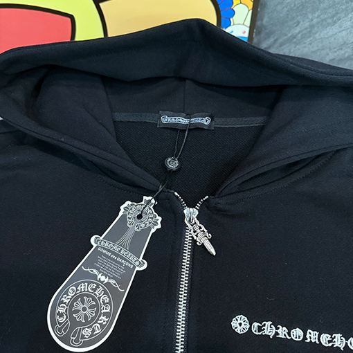 クロムハーツ 新しいモデル文字刺繍マルチレザーラベルジッパーフードジャケット