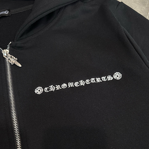 クロムハーツ 新しいモデル文字刺繍マルチレザーラベルジッパーフードジャケット