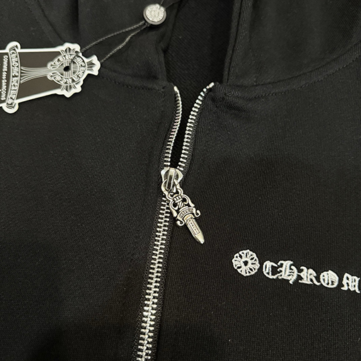 クロムハーツ 新しいモデル文字刺繍マルチレザーラベルジッパーフードジャケット
