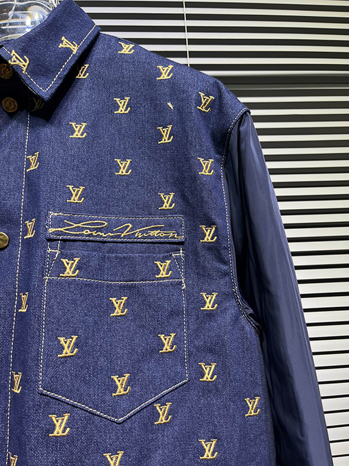 ルイヴィトン ラペルに刺繍ロゴが施されたデニムジャケット