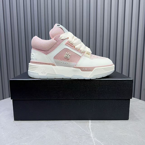 アミリ AMIRI ピンクと白のステッチスニーカー