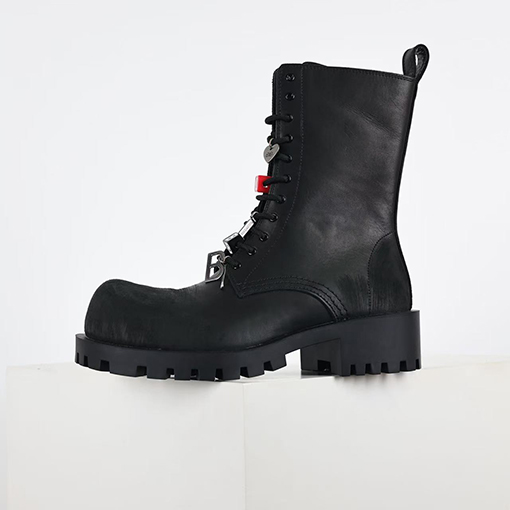 バレンシアガコピー BALENCIAGA Men's Leather boots バックル装飾シリーズ ビッグヘッドマーティンブーツ